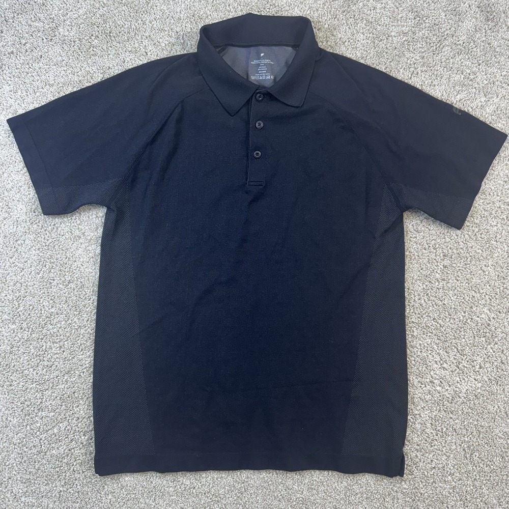 Fabletics Mens Large Black Performance Polo Shirt Mesh Side Panels RN134638 - Picture 2 of 7